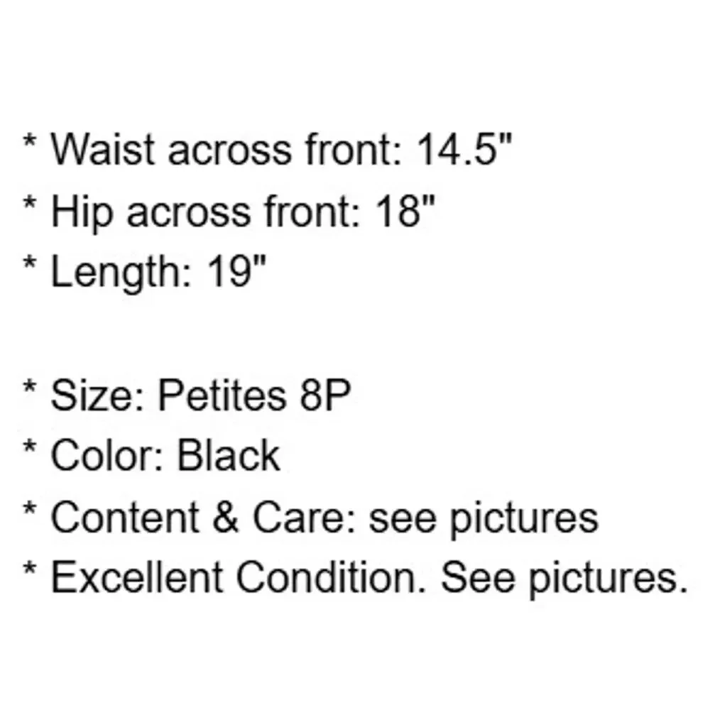 Siena Studio Skirt Petites 8P Black Leather Pencil Knee Length Zip Lined Vintage